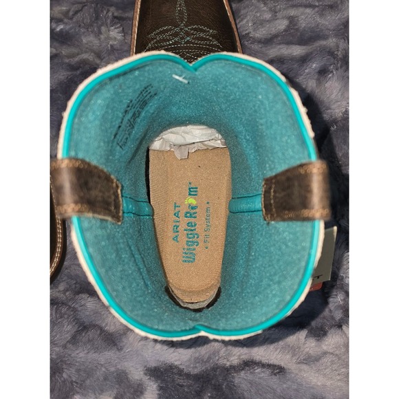 NWB Ariat Kids Lonestar Rowdy‎ Rust Cow Print Western Square Toe Boots Size 6 - Picture 6 of 12